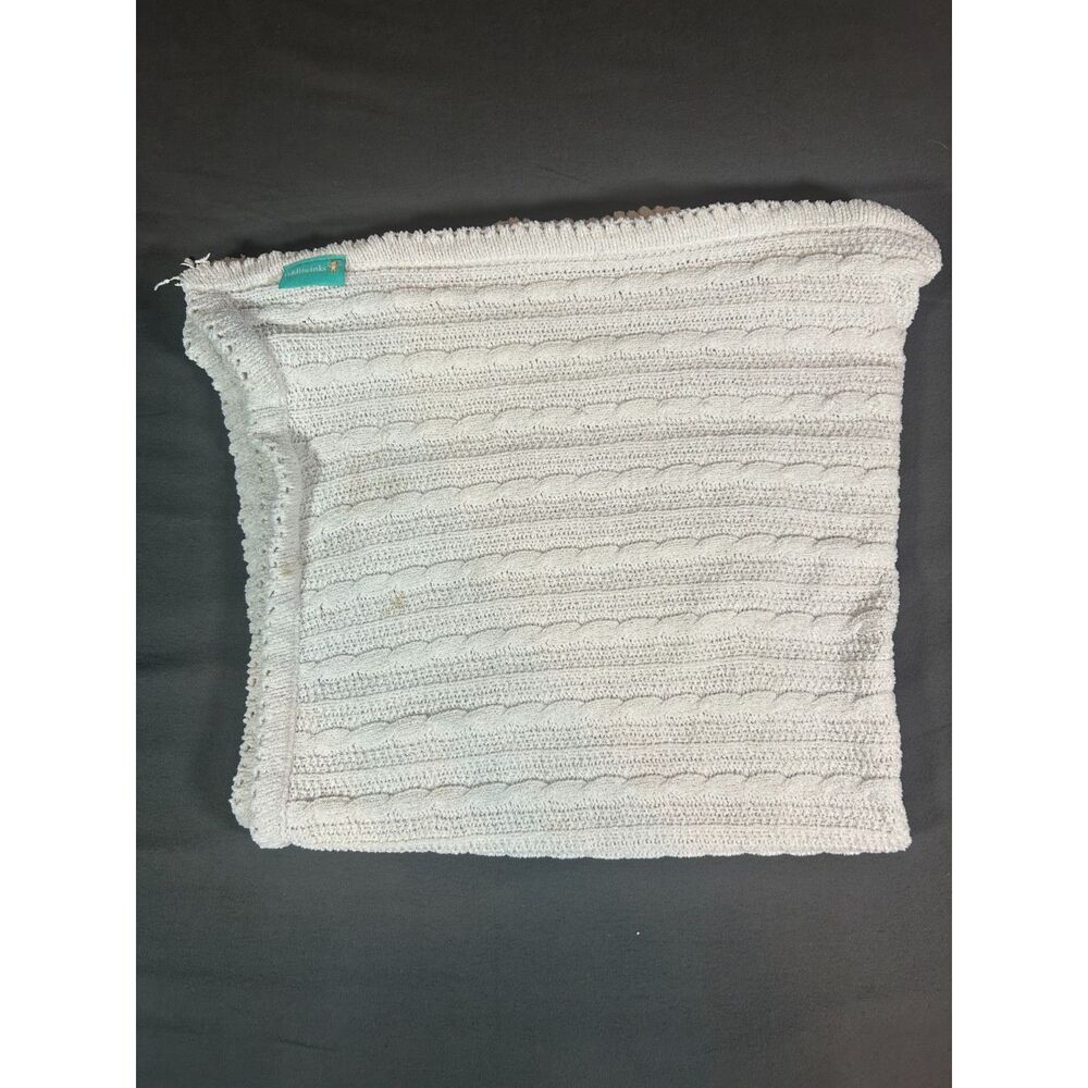Tiddliwinks White Cable Knit Chenille Baby Blanket Security Lovey 30x36
